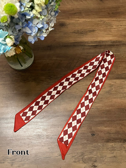 "Crimson Checkered" Skinny Scarf