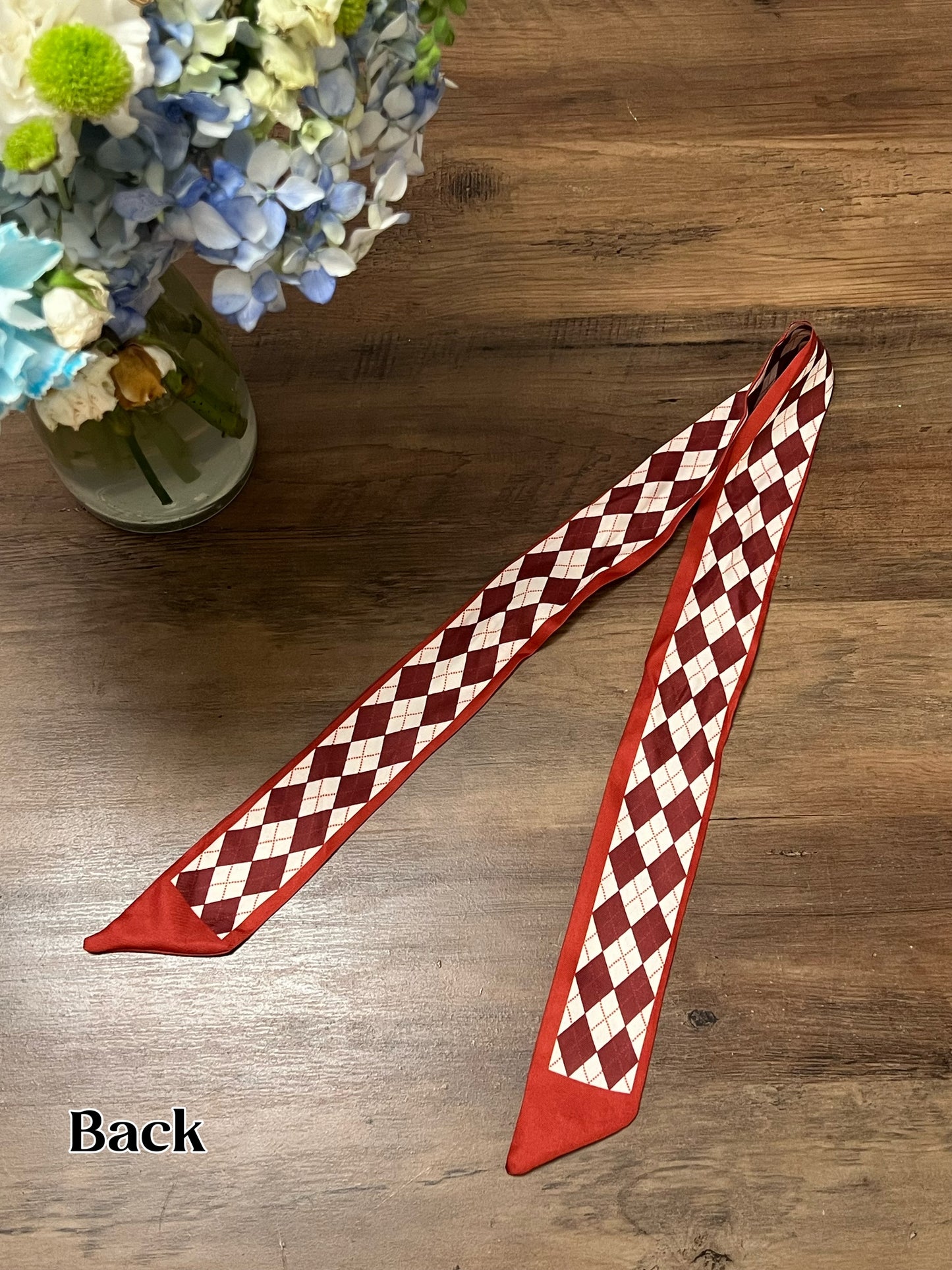 "Crimson Checkered" Skinny Scarf