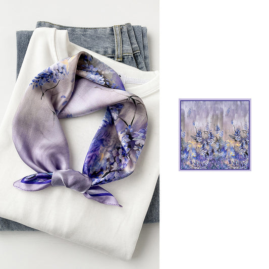 "Wisteria" 100% Mulberry Silk Square Scarf