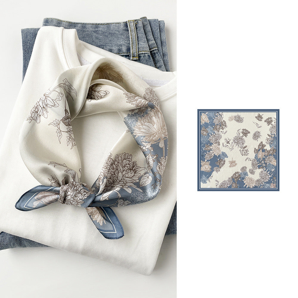 "Peony" 100% Mulberry Silk Square Scarf