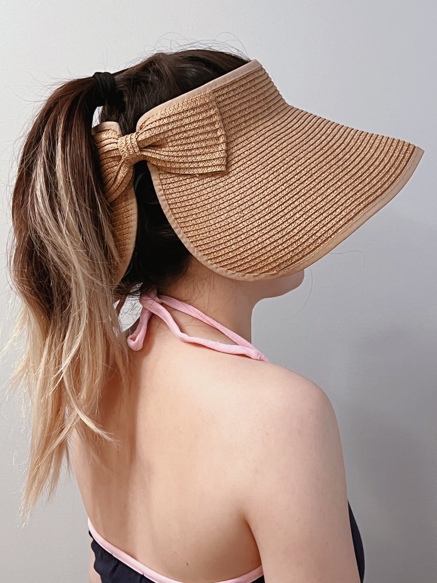 "Ponytail" Wide Brim Straw Sun Hat