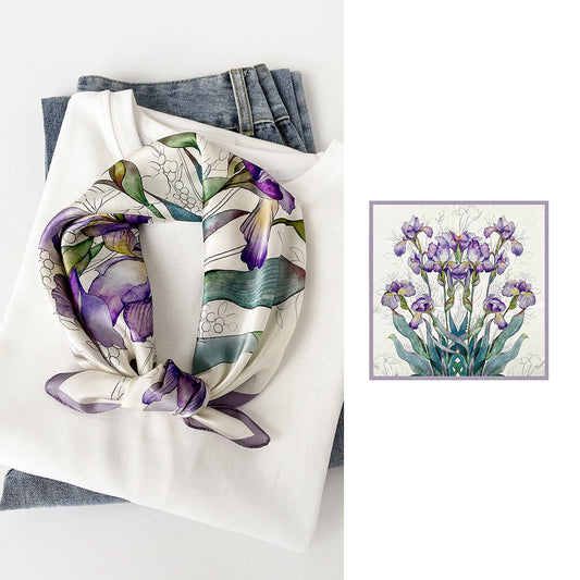 "Iris" 100% Mulberry Silk Square Scarf